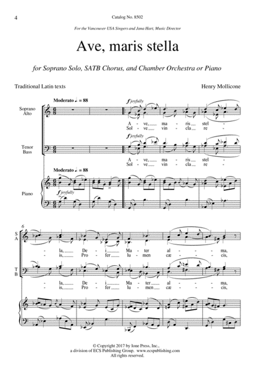 Ave, maris stella from Four Sacred Choruses (Downloadable Piano/Vocal Score)