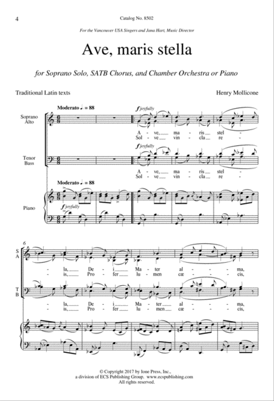 Ave, maris stella from Four Sacred Choruses 4-Part scores gallery preview page 4