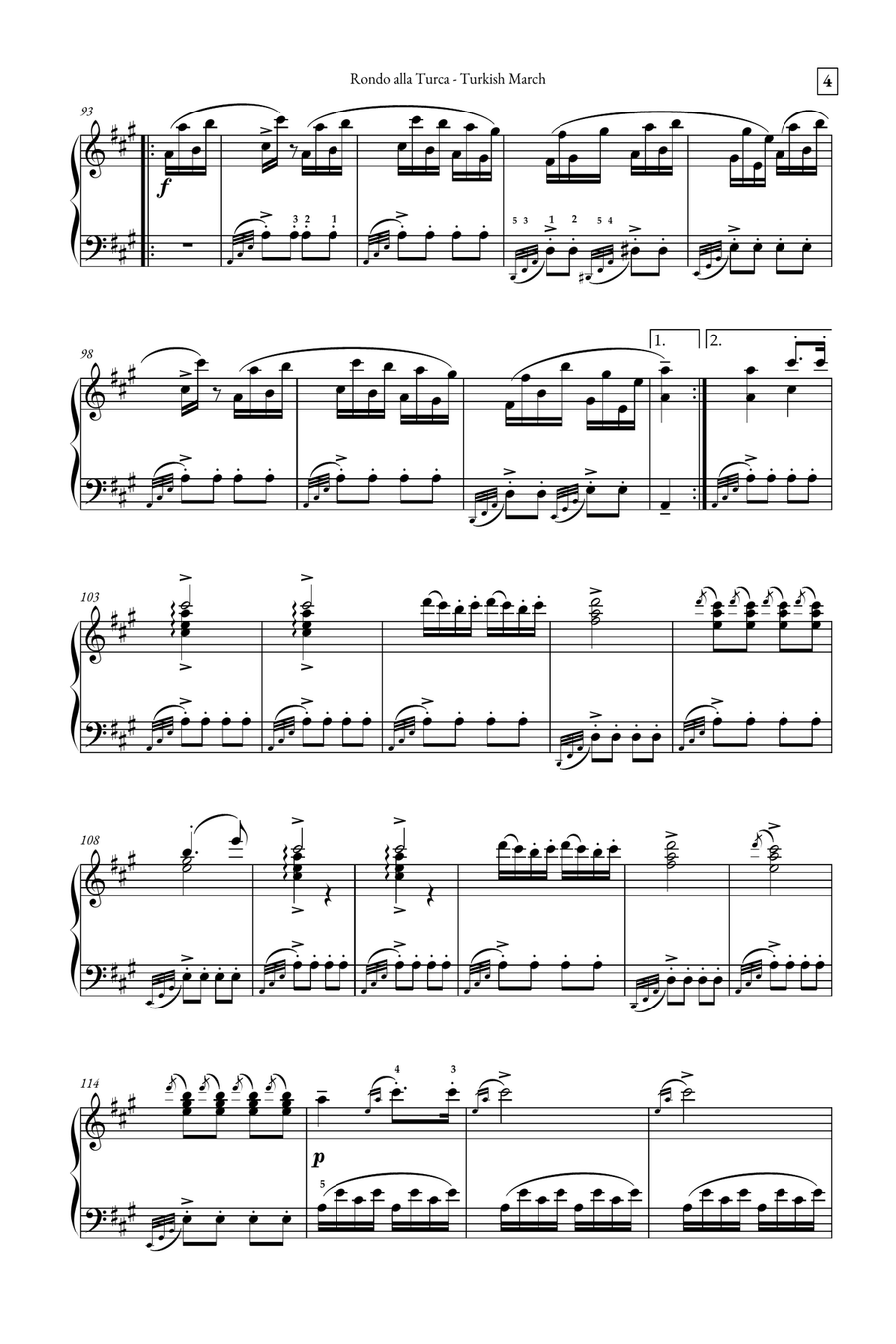 Rondo Alla Turca - Turkish March Chamber Music scores gallery preview page 4