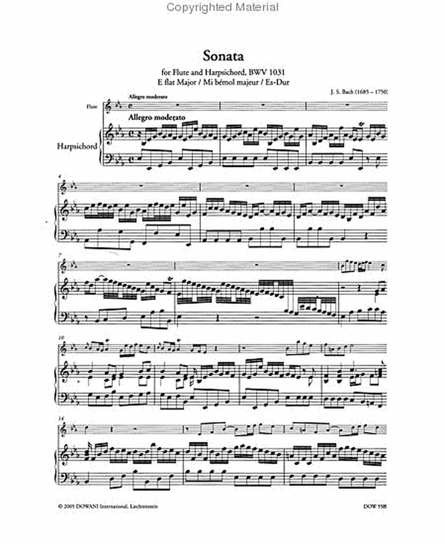 Sonata for Flute and Harpsichord in E-Flat Major, BWV 1031