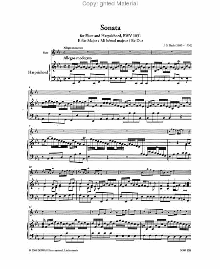 Sonata for Flute and Harpsichord in E-Flat Major, BWV 1031