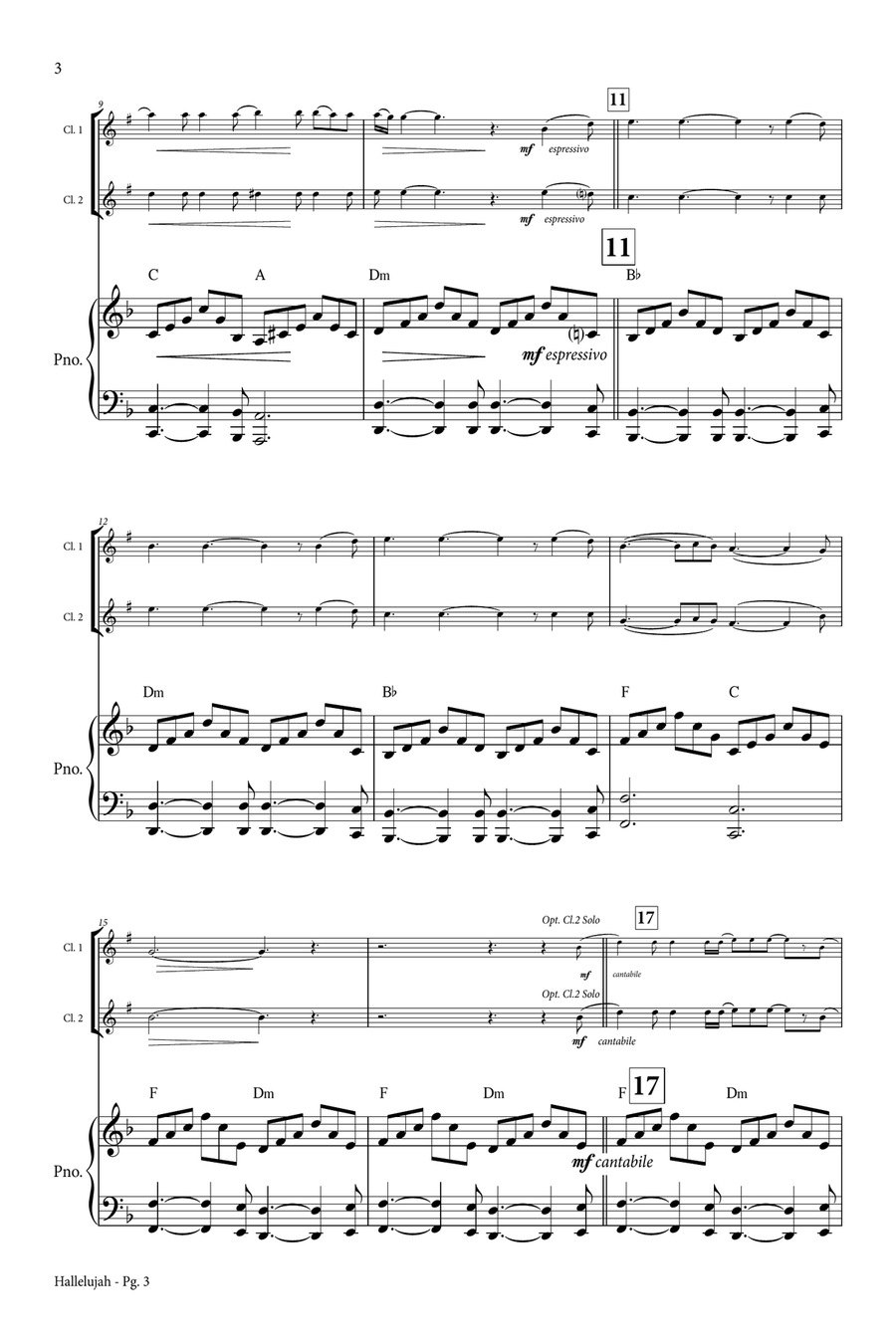 Hallelujah Clarinet Duet scores gallery preview page 4