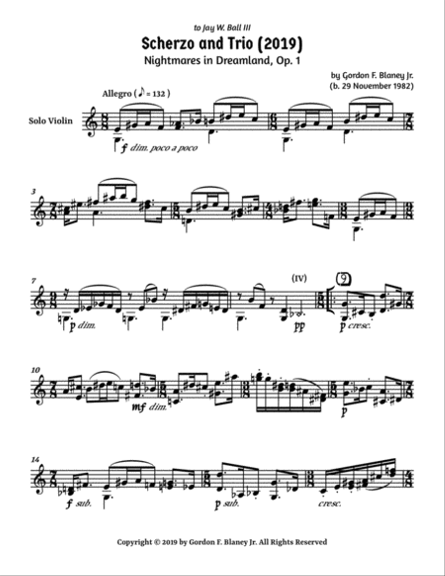 Nightmares in Dreamland for Solo Violin Violin Solo scores gallery preview page 3