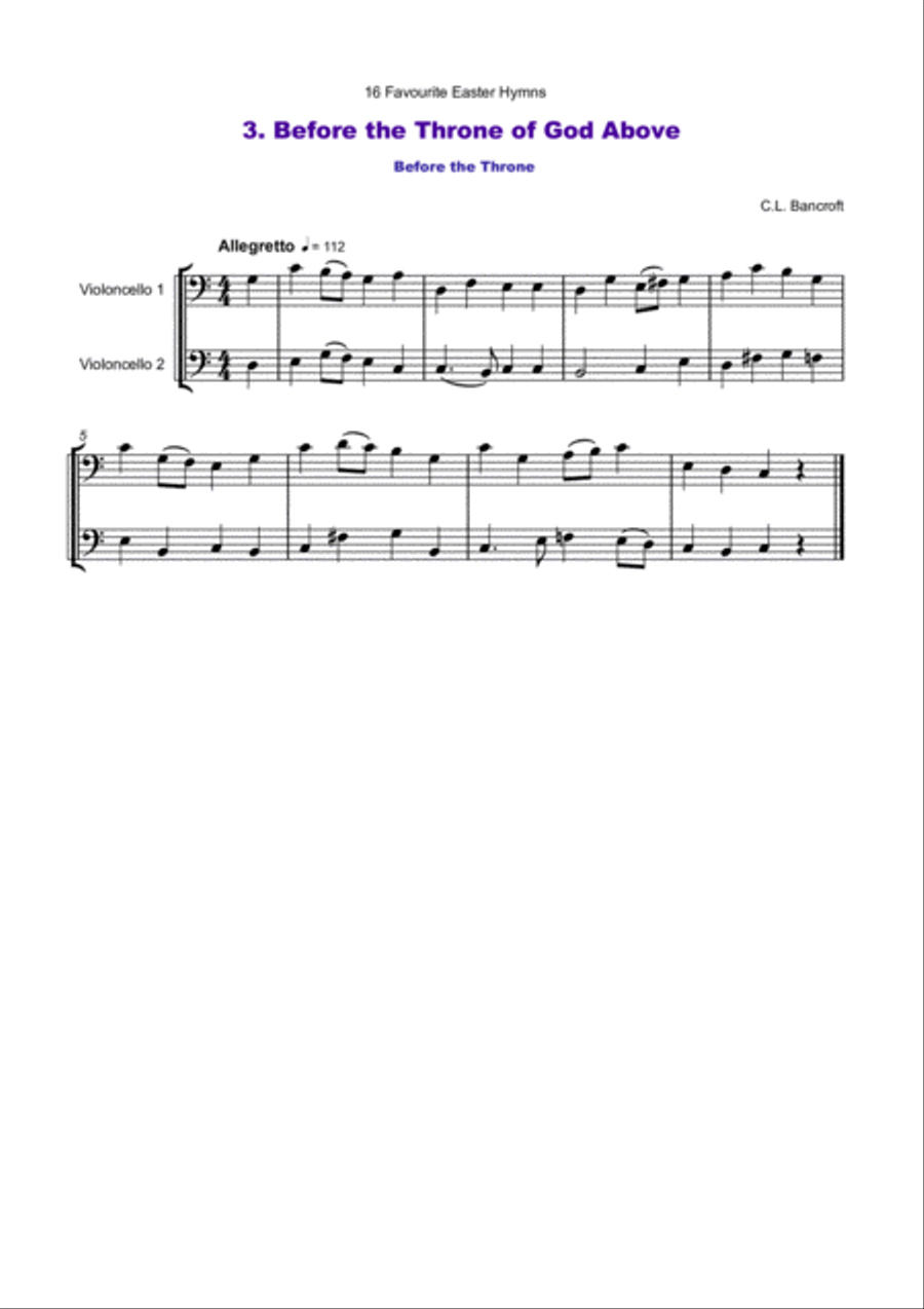 16 Favourite Easter Hymns for Cello Duet String Duet scores gallery preview page 4