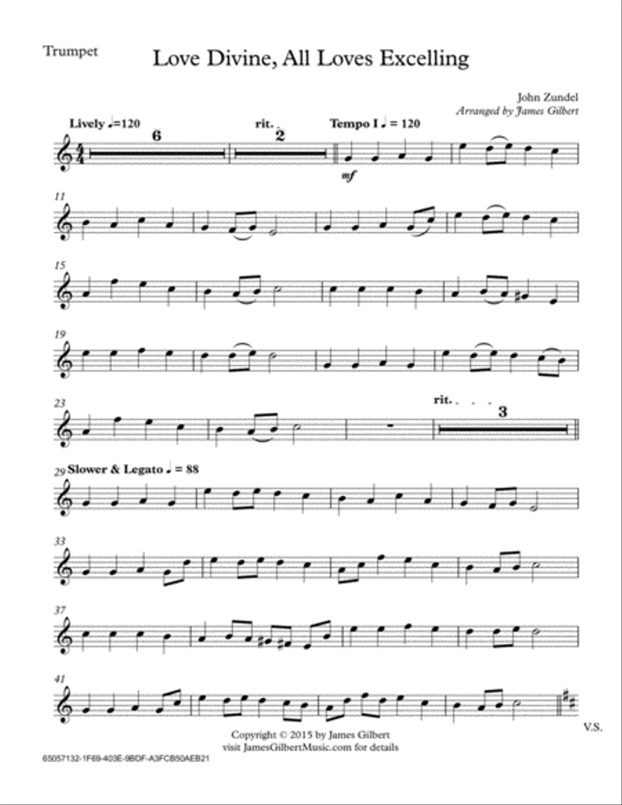 Love Divine, All Loves Excelling Trumpet Solo scores gallery preview page 6