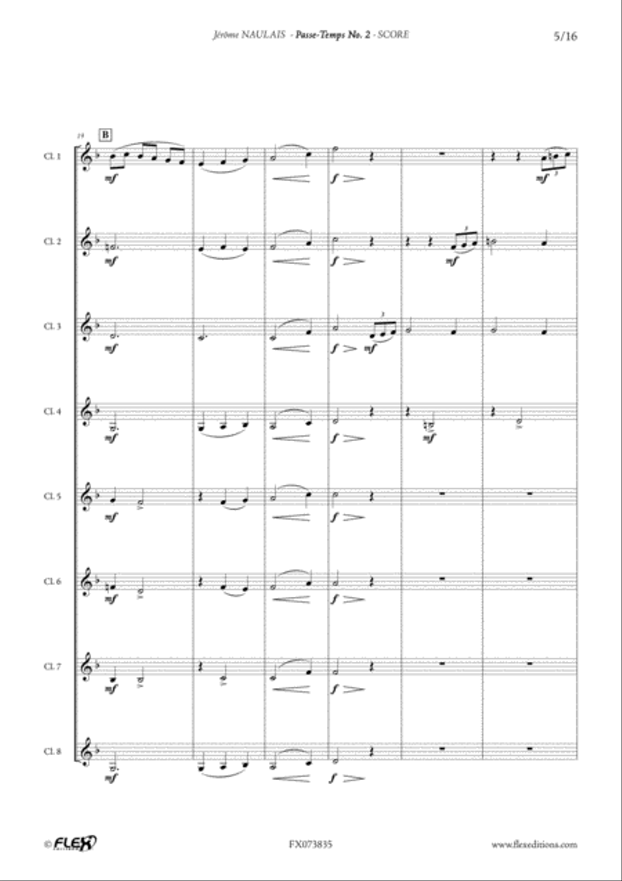 Passe-Temps No. 2 Clarinet Quartet scores gallery preview page 5
