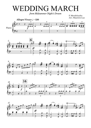 Wedding March Mendelssohn for piano solo