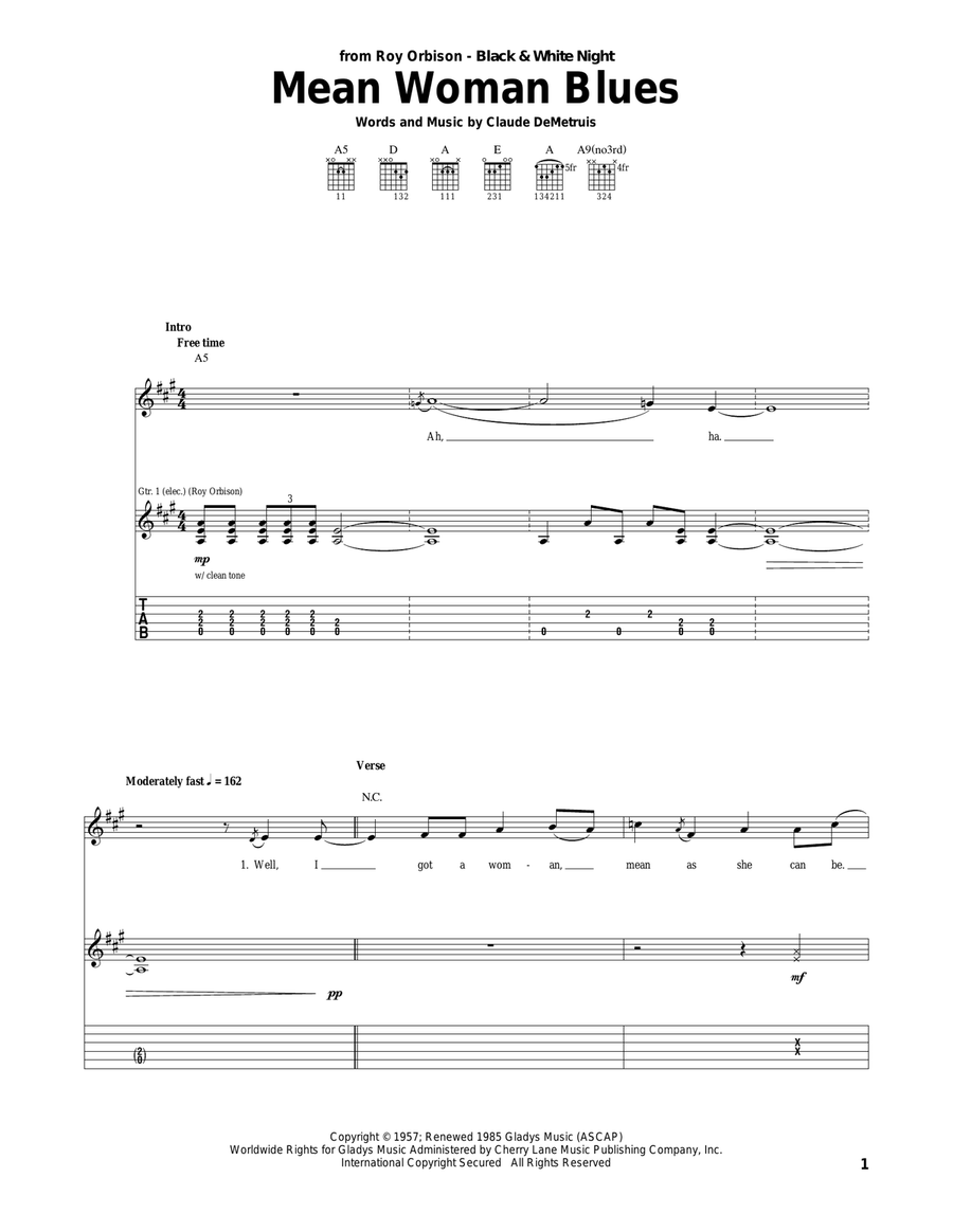 Mean Woman Blues Mean Woman Blues Acoustic Guitar scores gallery preview page 1