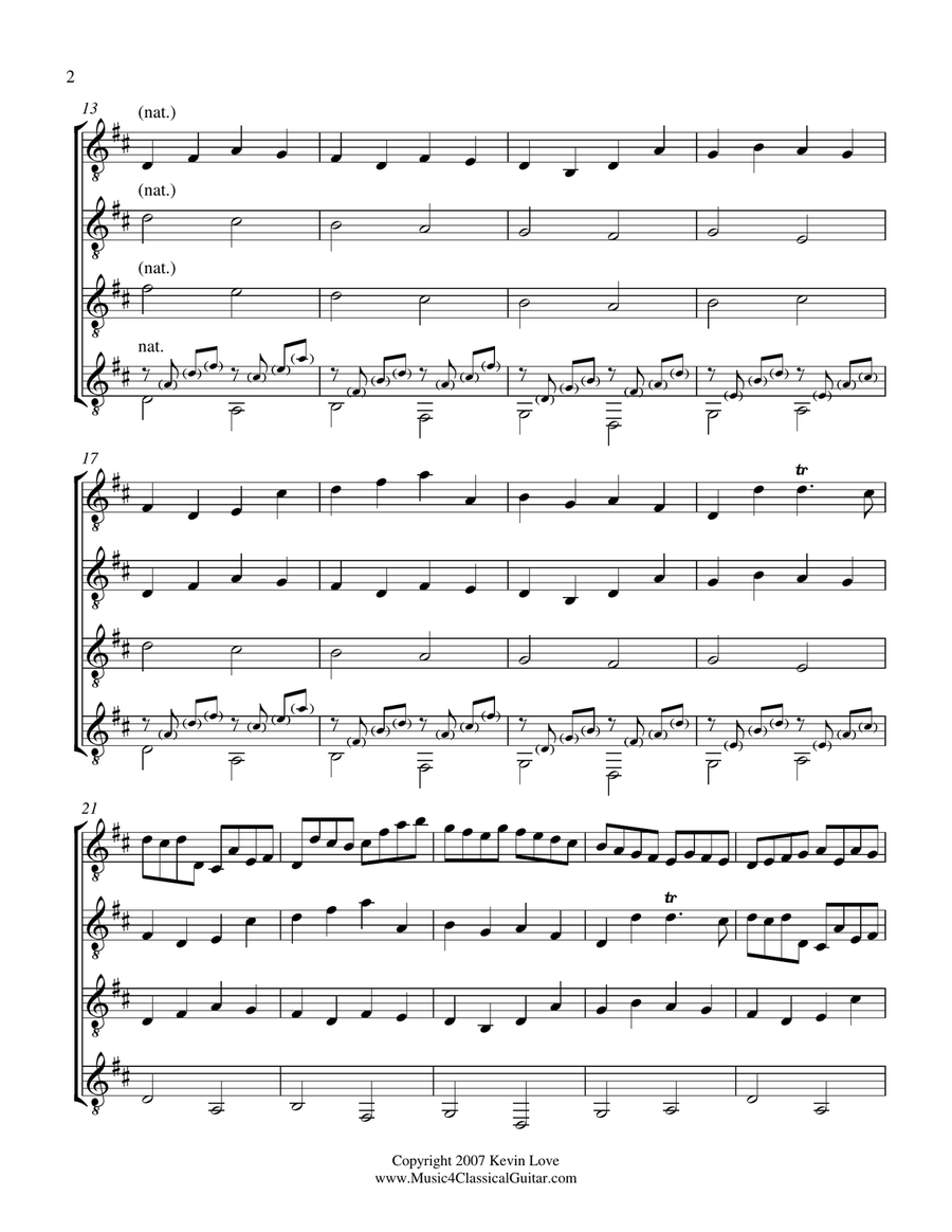 Canon in D (Guitar Quartet) - Score and Parts Guitar Ensemble scores gallery preview page 2