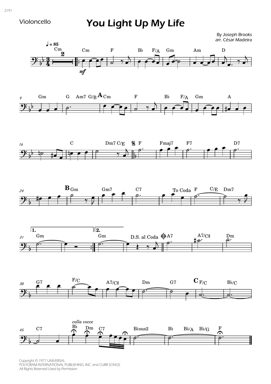 You Light Up My Life You Light Up My Life Cello Solo scores gallery preview page 1