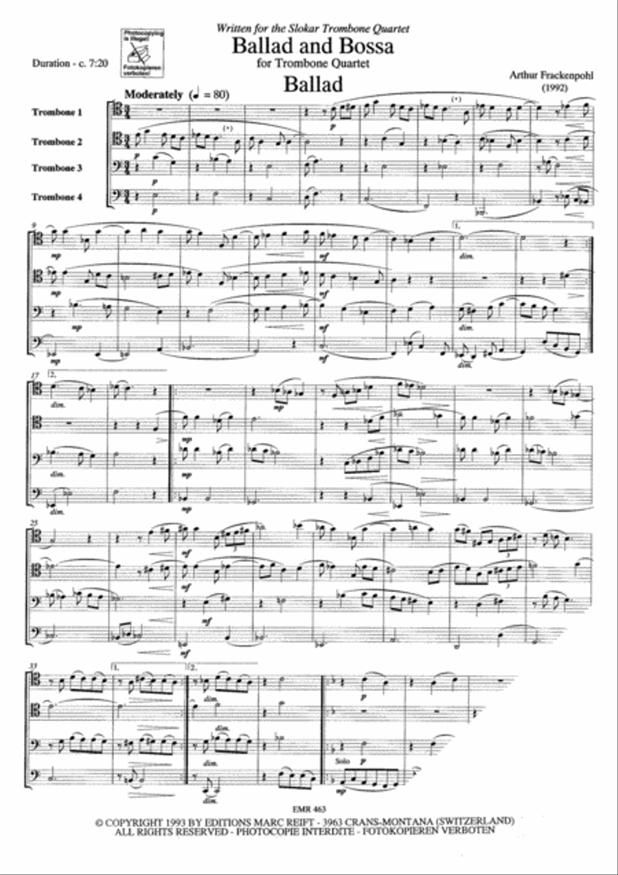 Ballad & Bossa Trombone Quartet scores gallery preview page 4