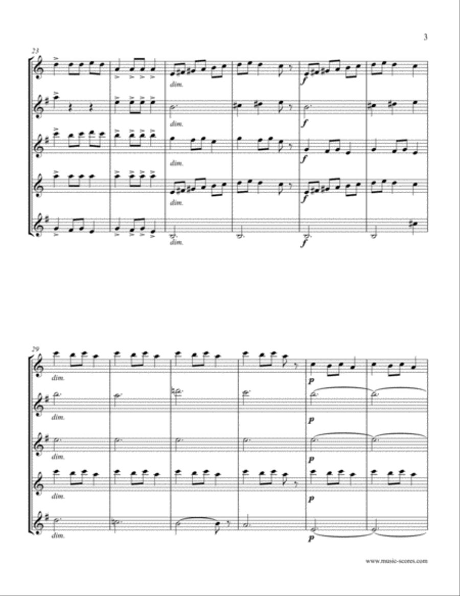 Carol of the Bells - Saxophone Quintet Saxophone Quintet scores gallery preview page 3