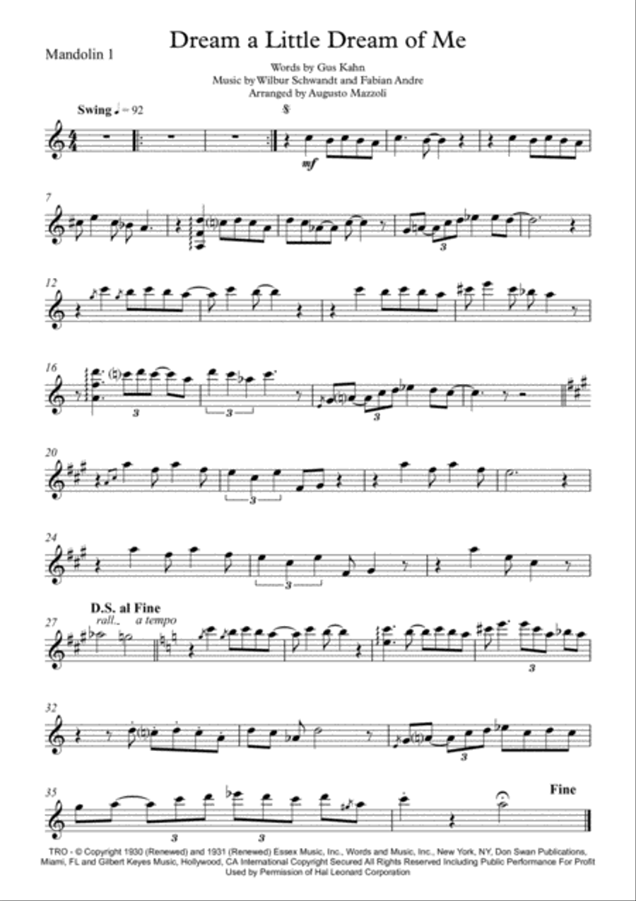 Dream A Little Dream Of Me Small Ensemble scores gallery preview page 5