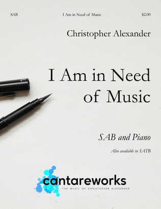 Book cover for I Am in Need of Music (SAB)
