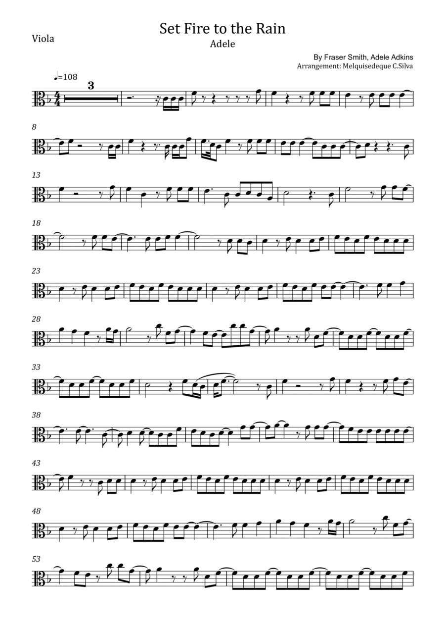 Set Fire To The Rain Viola Solo scores gallery preview page 1