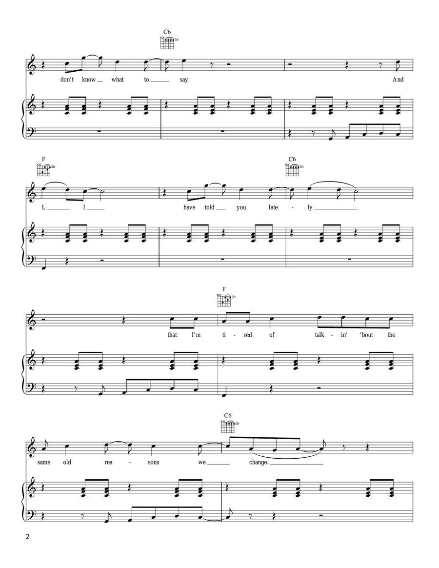 Tied Down Tied Down Piano, Vocal, Guitar scores gallery preview page 2