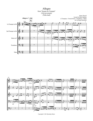 Book cover for Allegro (from "Sonata for Trumpet") (Bb) (Brass Quintet - 2 Trp, 1 Hrn, 1 Trb, 1 Tuba) (Tuba lead)