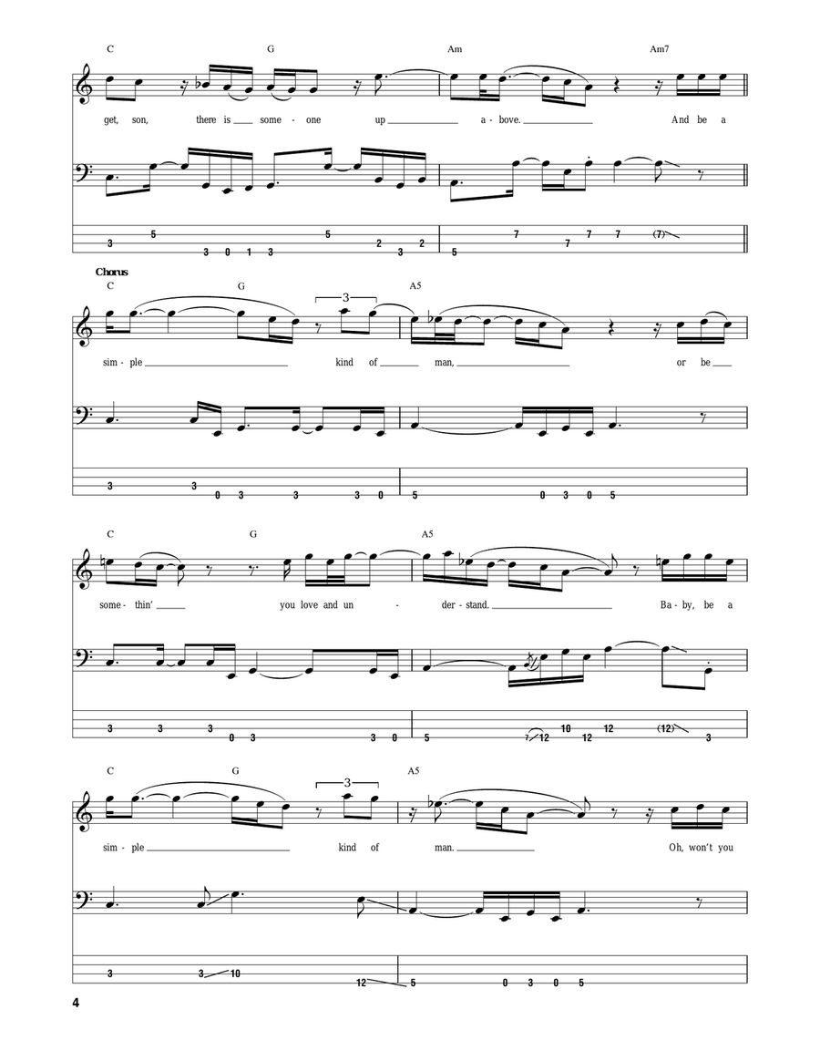 Simple Man Bass Guitar Tablature scores gallery preview page 4