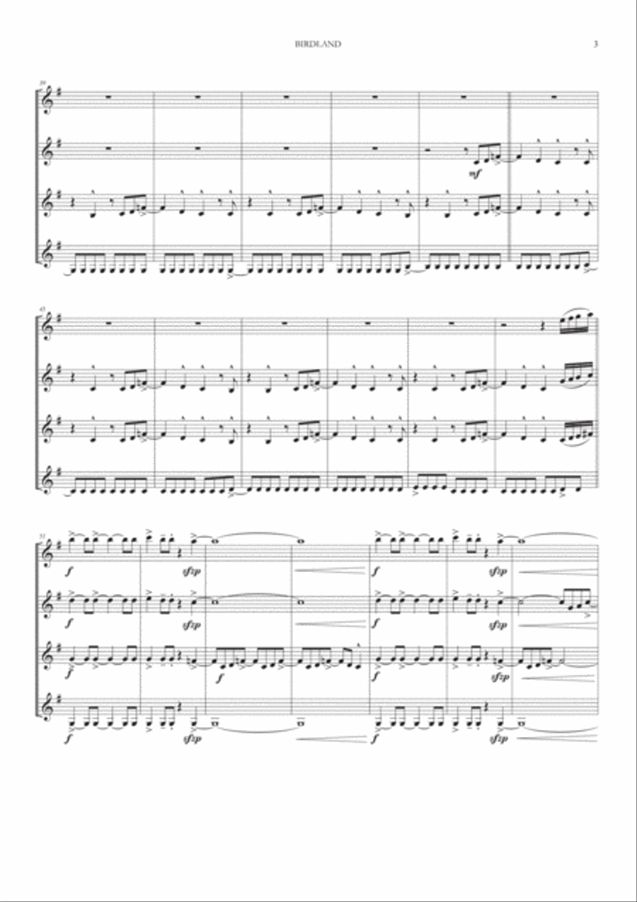 Birdland Birdland Woodwind Quartet scores gallery preview page 3