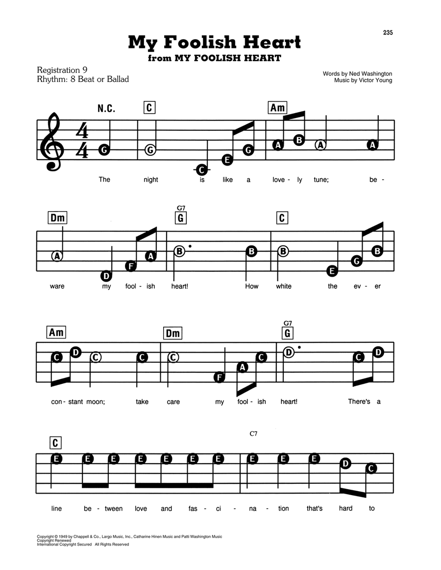 My Foolish Heart Electronic Keyboard scores gallery preview page 1