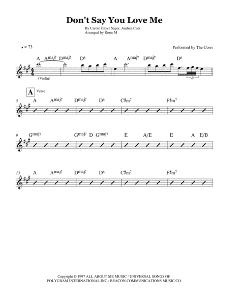 Don't Say You Love Me Small Ensemble scores gallery preview page 2