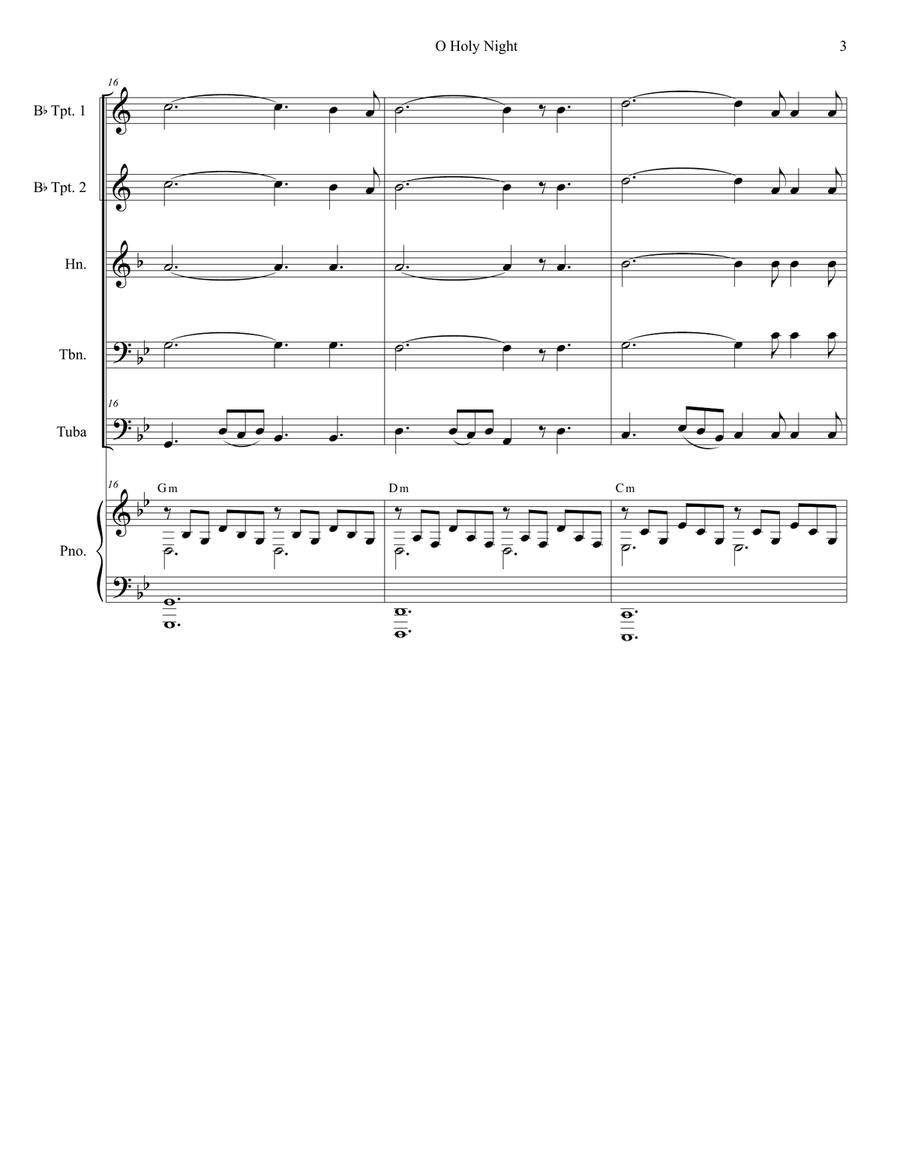 O Holy Night (for Brass Quintet and Piano) Brass Ensemble scores gallery preview page 4