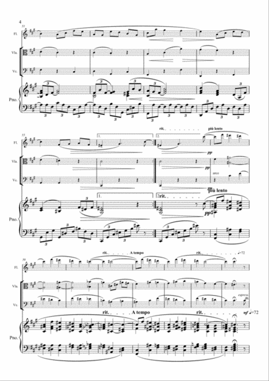 Brahms - Intermezzo Op.118 No.2 - Flute, Viola, Cello & Piano Flute scores gallery preview page 4