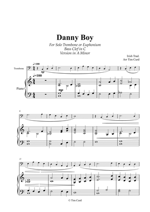 Book cover for Danny Boy for Solo Trombone/Euphonium in C (bass clef) and Piano. Version in A Minor