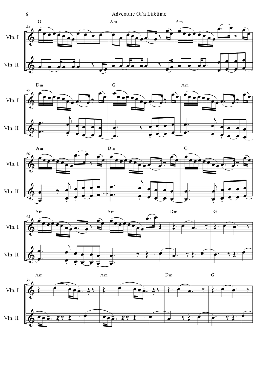 Adventure Of A Lifetime String Duet scores gallery preview page 6