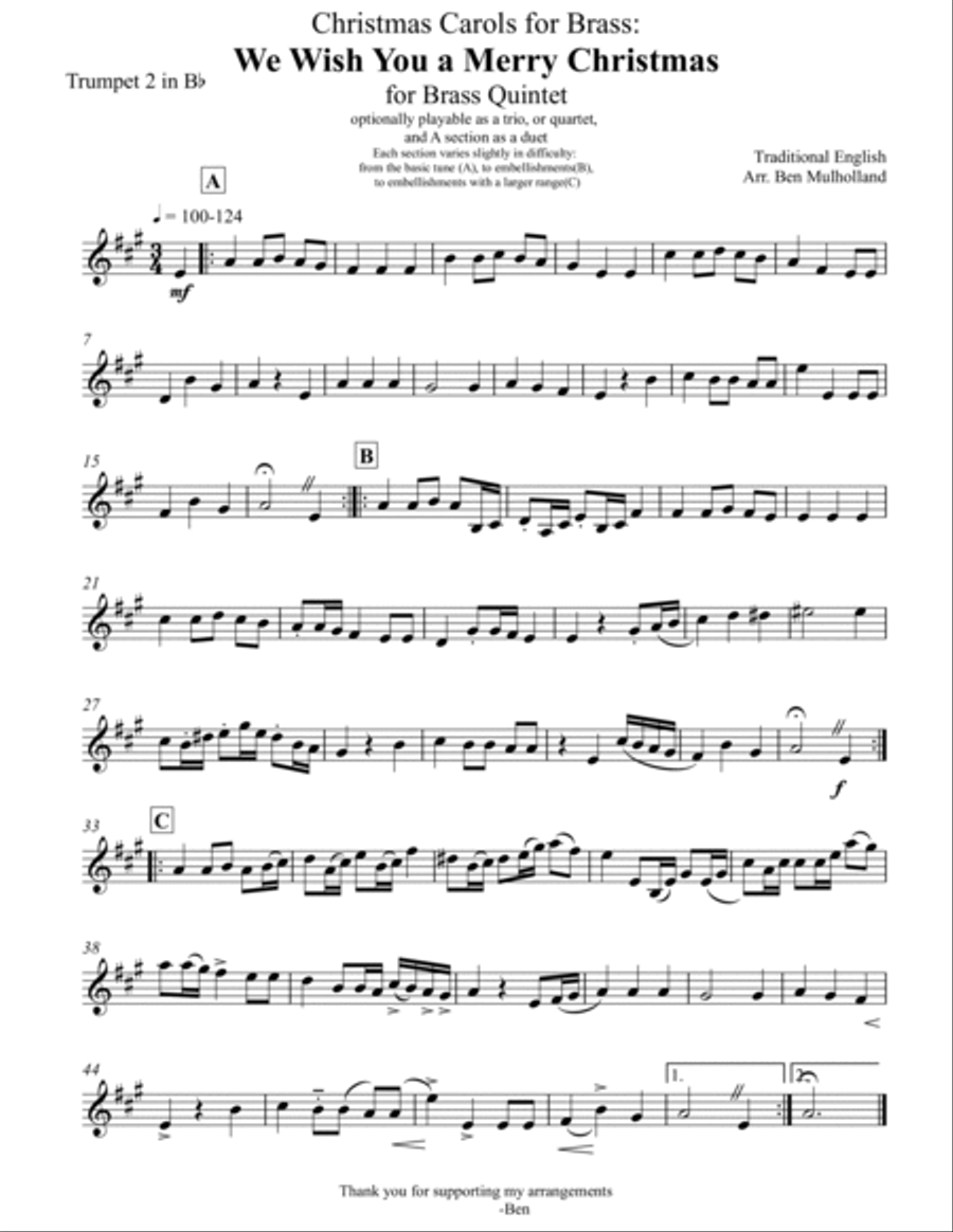 Christmas Carols for Brass: We Wish You a Merry Christmas Brass Ensemble scores gallery preview page 4