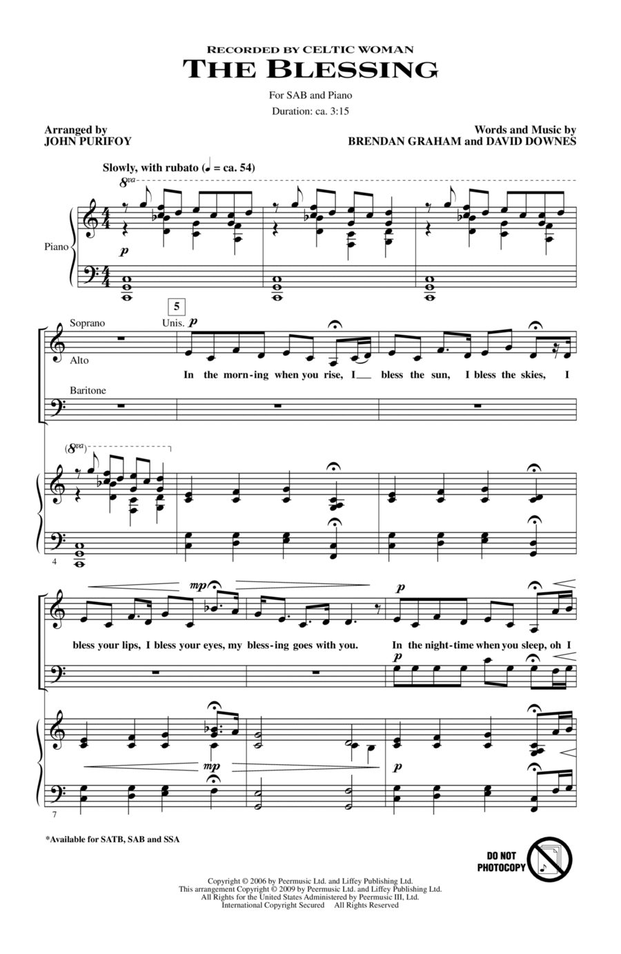 The Blessing (arr. John Purifoy) 3-Part scores gallery preview page 1