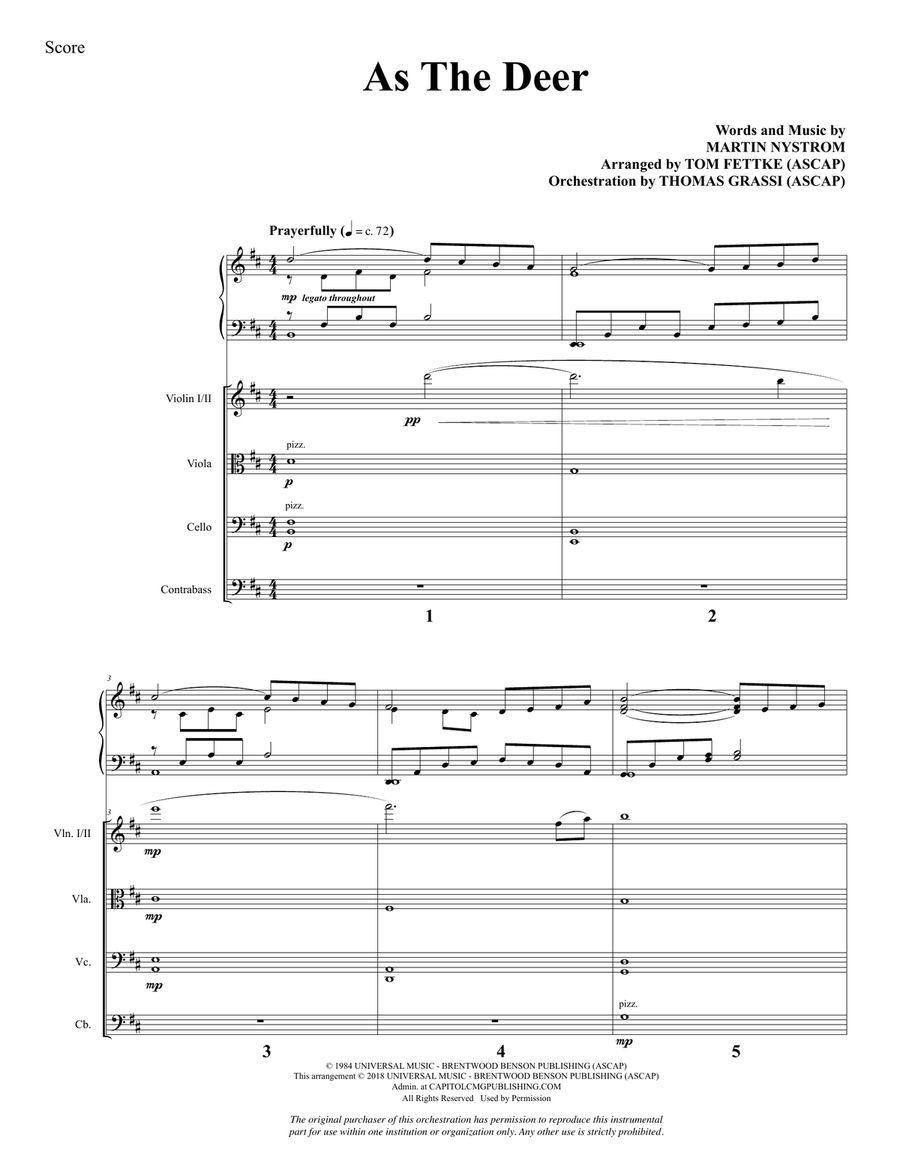 As the Deer (arr. Tom Fettke) - Full Score