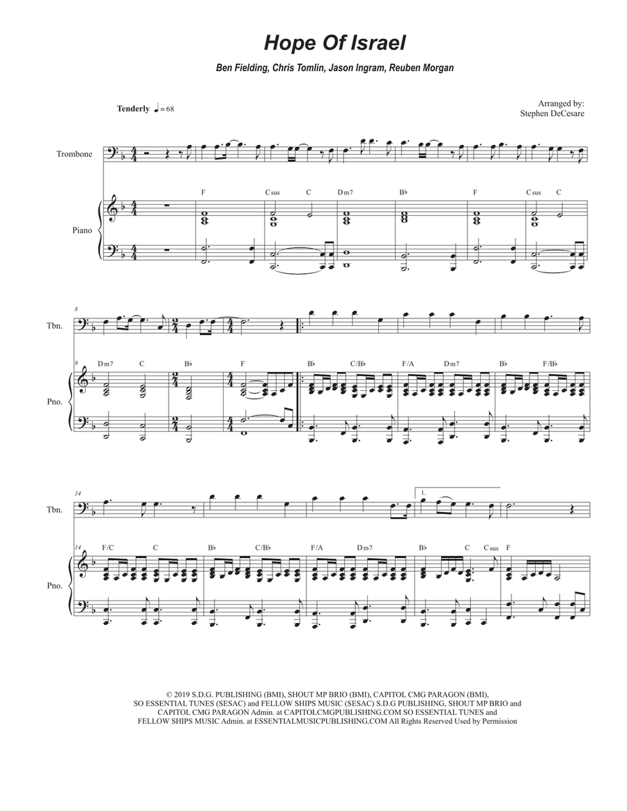 Hope Of Israel Piano scores gallery preview page 1
