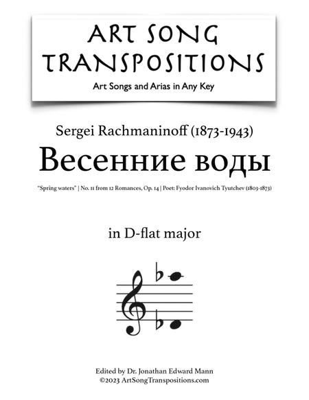 RACHMANINOFF: Весенние воды, Op. 14 no. 11 (transposed to D-flat major, "Spring waters")