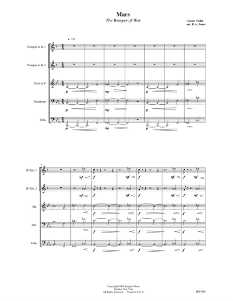 Mars, the Bringer of War Brass Quintet scores gallery preview page 2