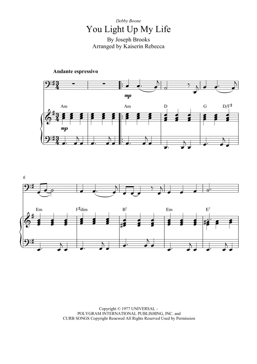 You Light Up My Life You Light Up My Life Piano scores gallery preview page 1