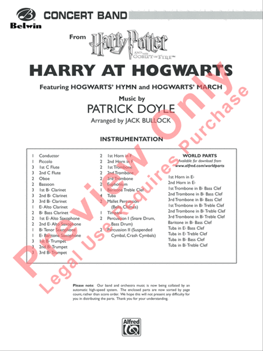 Harry at Hogwarts (from Harry Potter and the Goblet of Fire) Concert Band scores gallery preview page 2