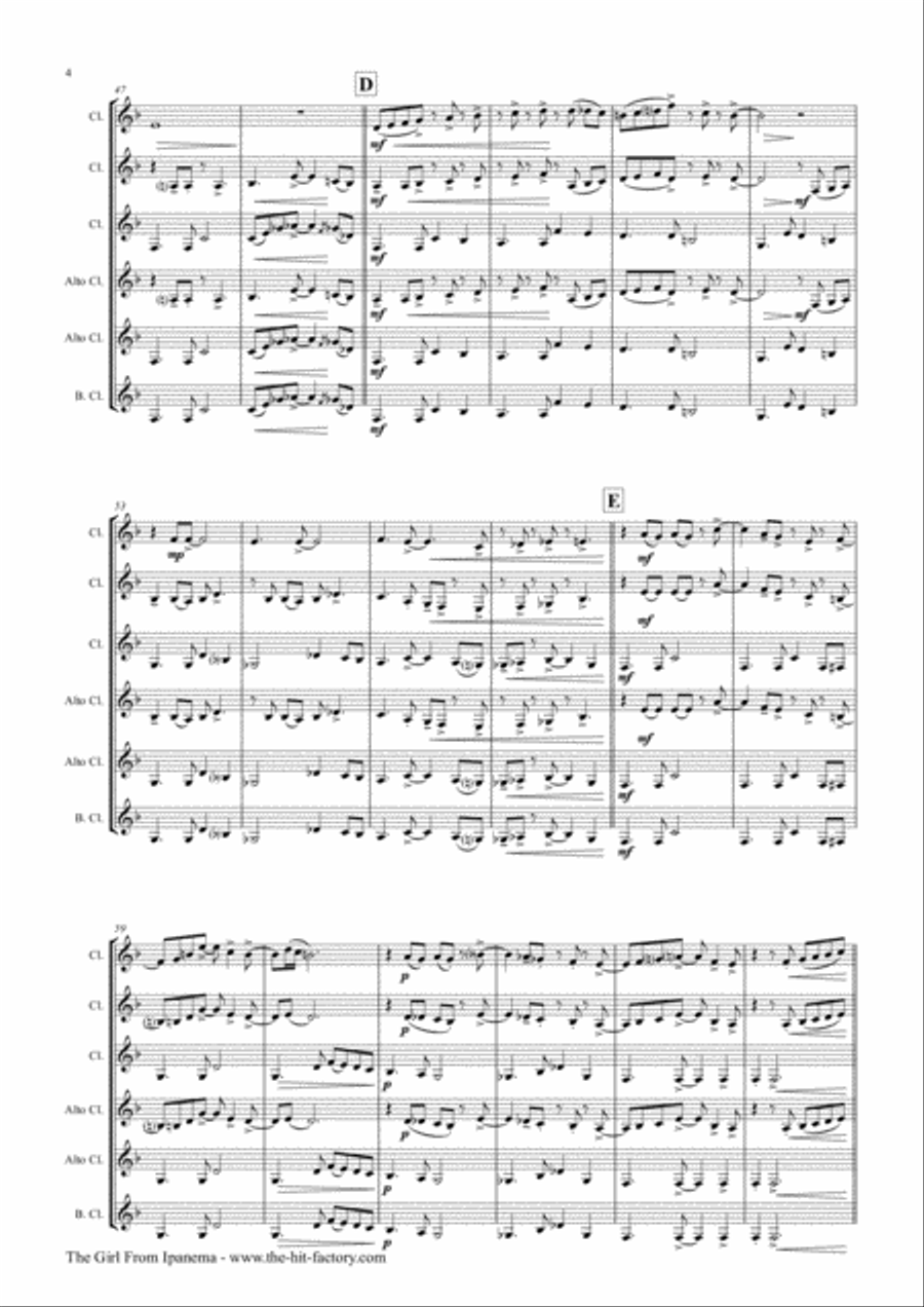 The Girl From Ipanema (Garota De Ipanema) Clarinet Trio scores gallery preview page 4