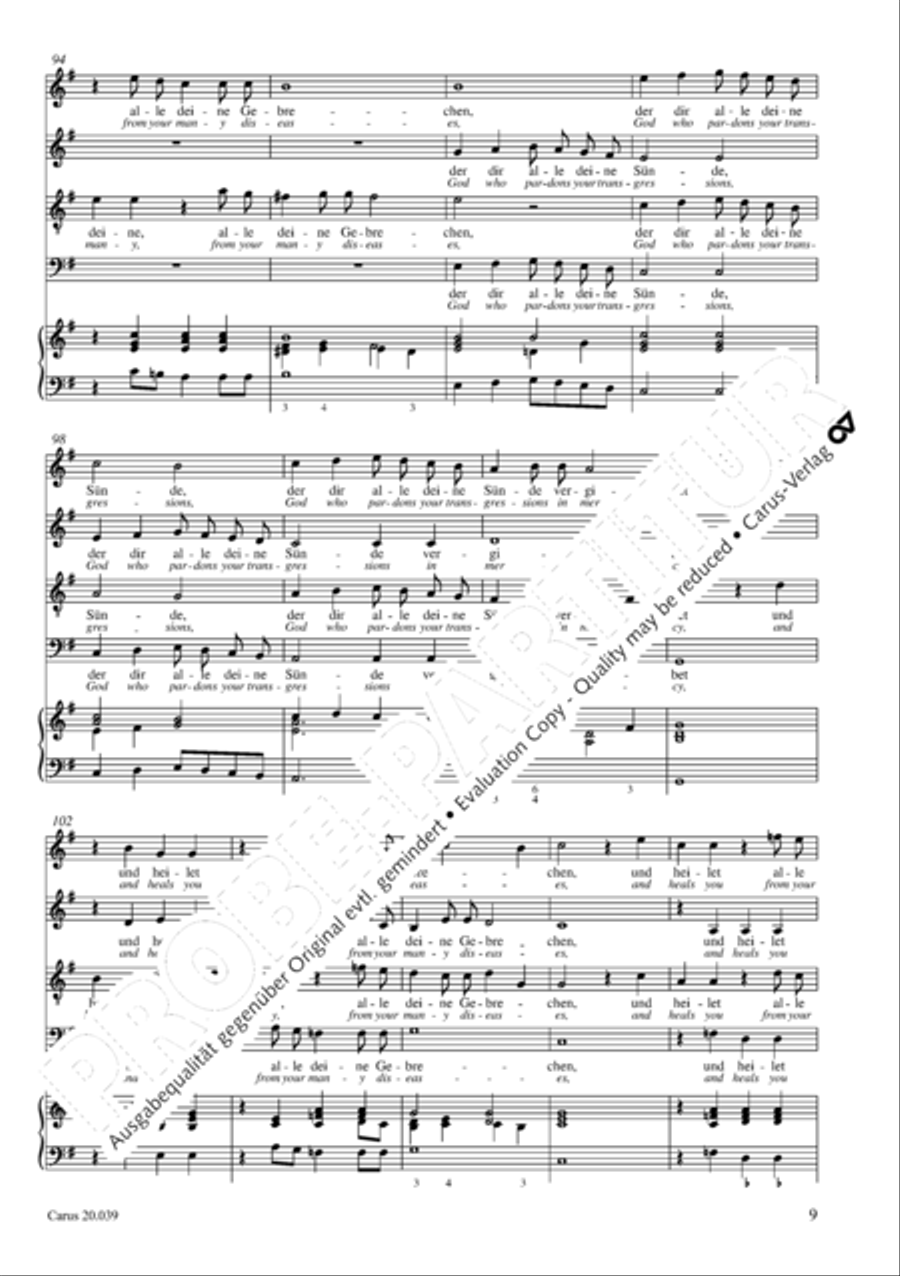 Praise the Almighty, O my spirit (Lobe den Herren, meine Seele) 4-Part scores gallery preview page 10