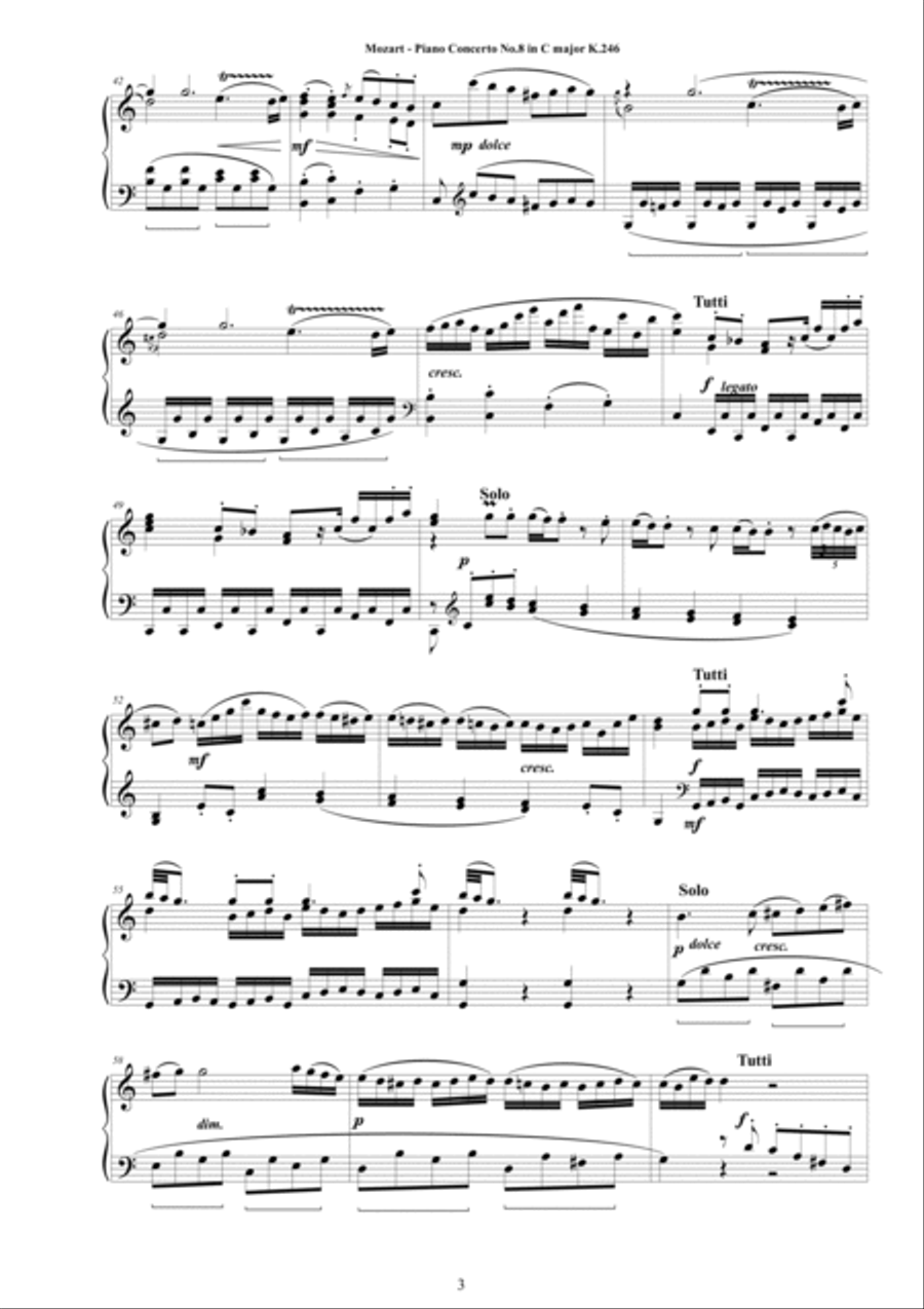 Mozart - Piano Concerto No.8 in C major - Lützow - K.246 - Piano Version Piano Solo scores gallery preview page 3