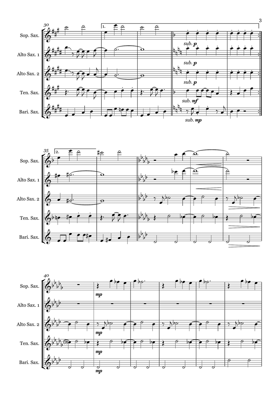 Good Vibrations by The Beach Boys Saxophone Quintet - Digital Sheet Music page 3