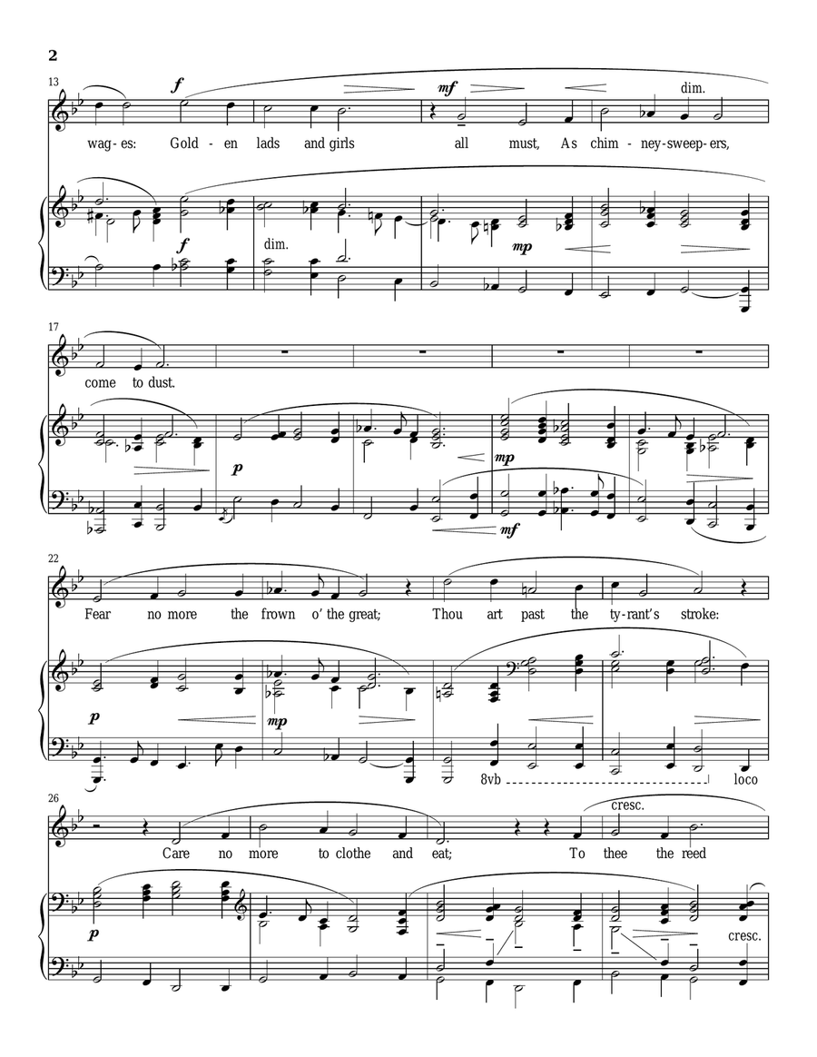 Fear No More The Heat O' The Sun Piano, Vocal scores gallery preview page 2