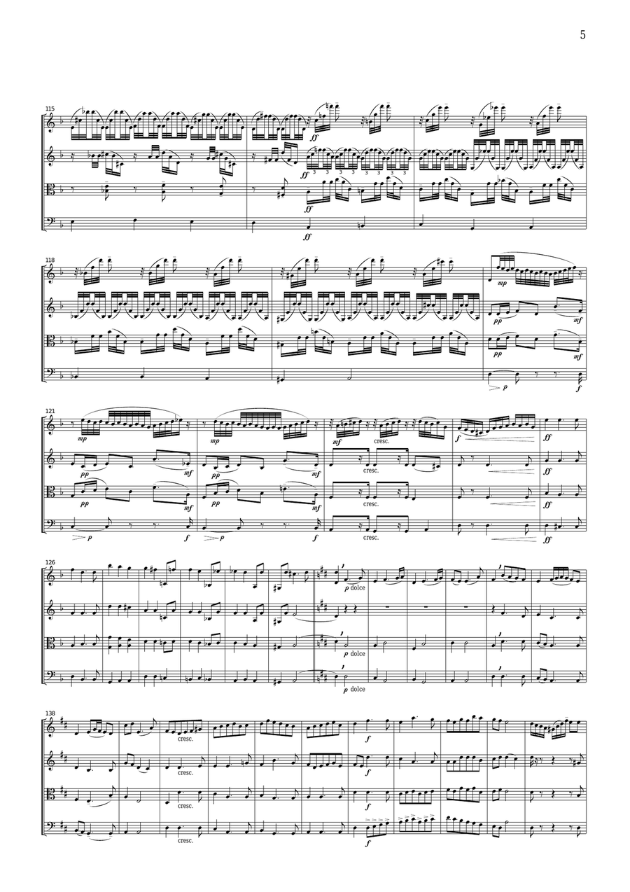 J.S.Bach Chaconne for string quartet, CB222 String Quartet scores gallery preview page 5