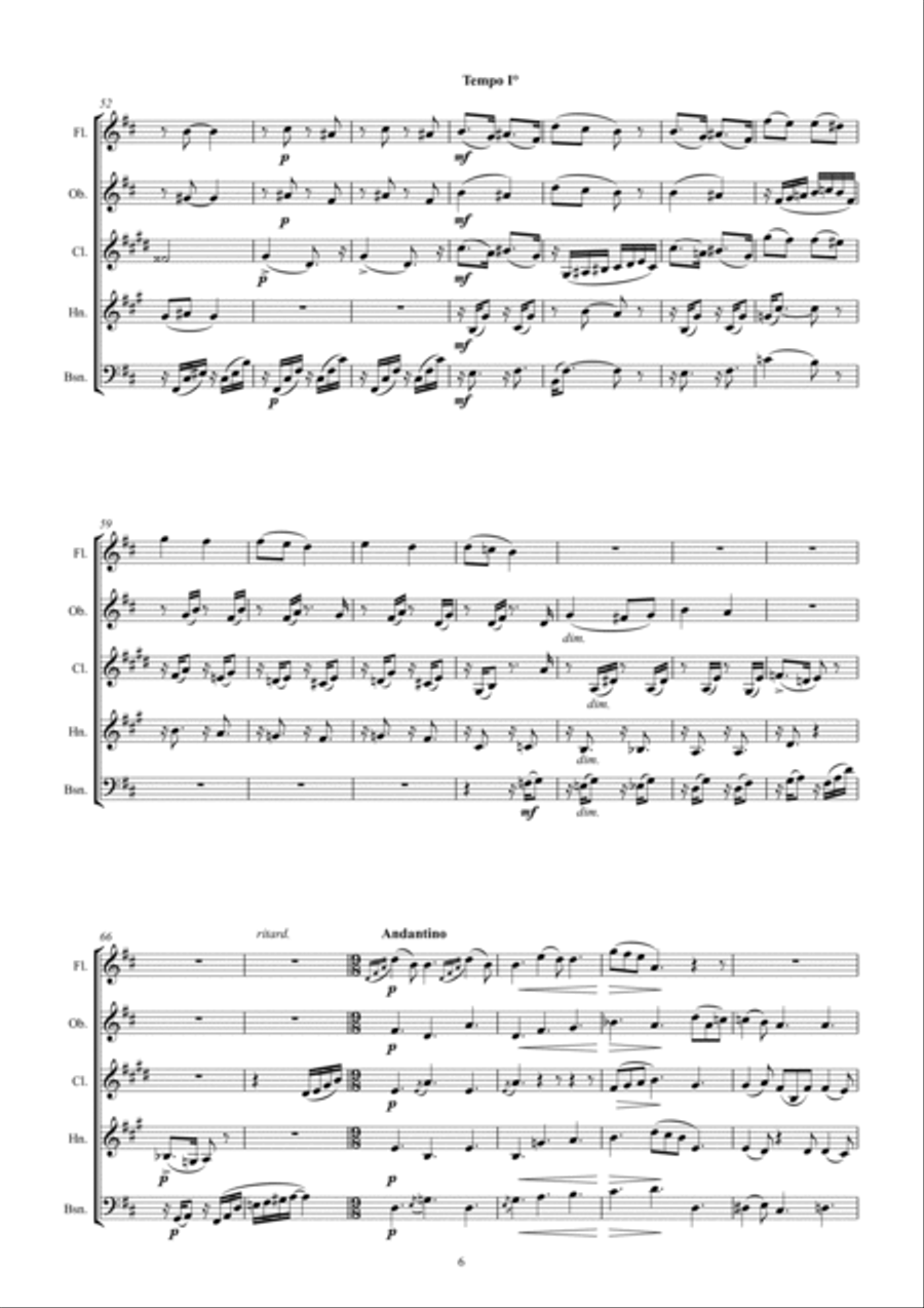 Tchaikovsky: The Seasons Op37 No.5 May (Starlit Nights) Woodwind Quintet scores gallery preview page 6