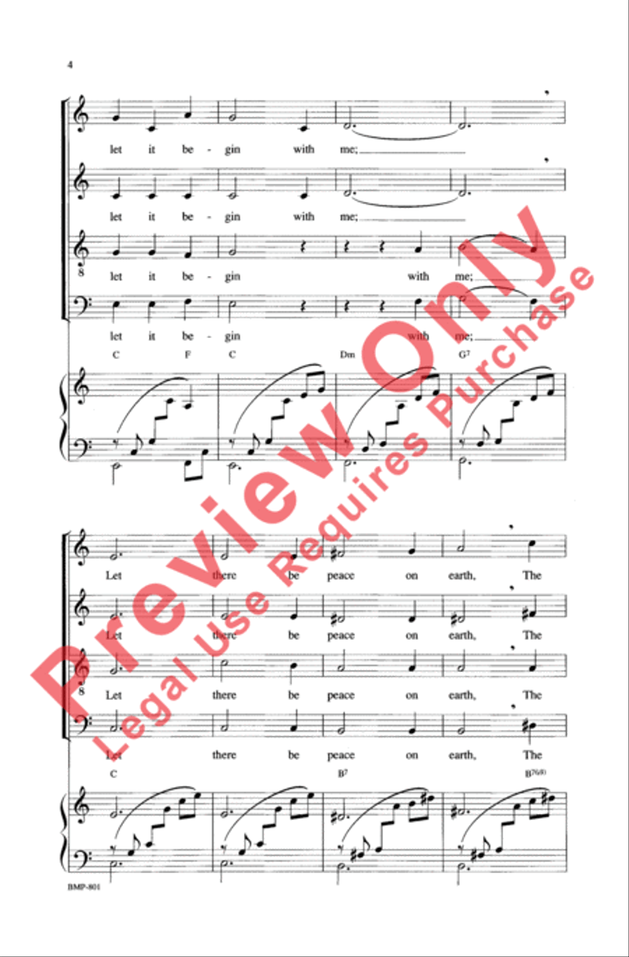 Let There Be Peace on Earth 4-Part scores gallery preview page 4