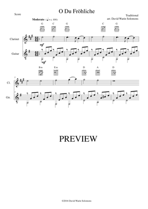 Book cover for O du fröhliche (O Sanctissima) for clarinet (high) and guitar (simple version)
