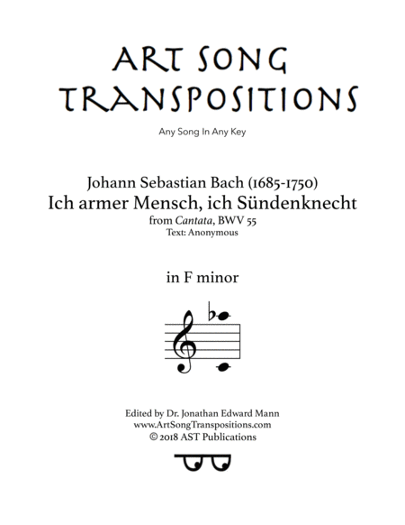 Ich armer Mensch, ich Sündenknecht, BWV 55 (F minor)