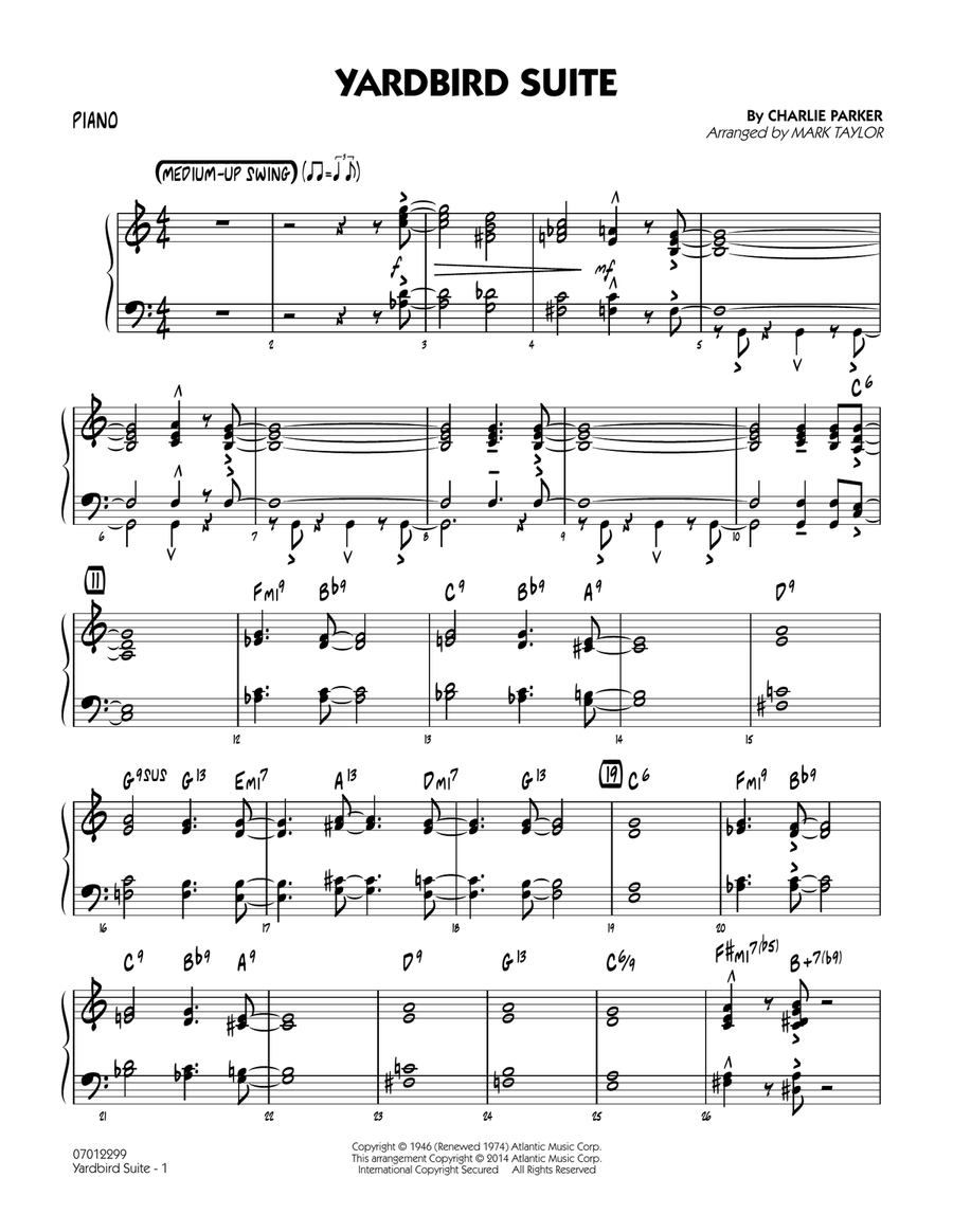 Yardbird Suite - Piano Jazz Ensemble scores gallery preview page 1