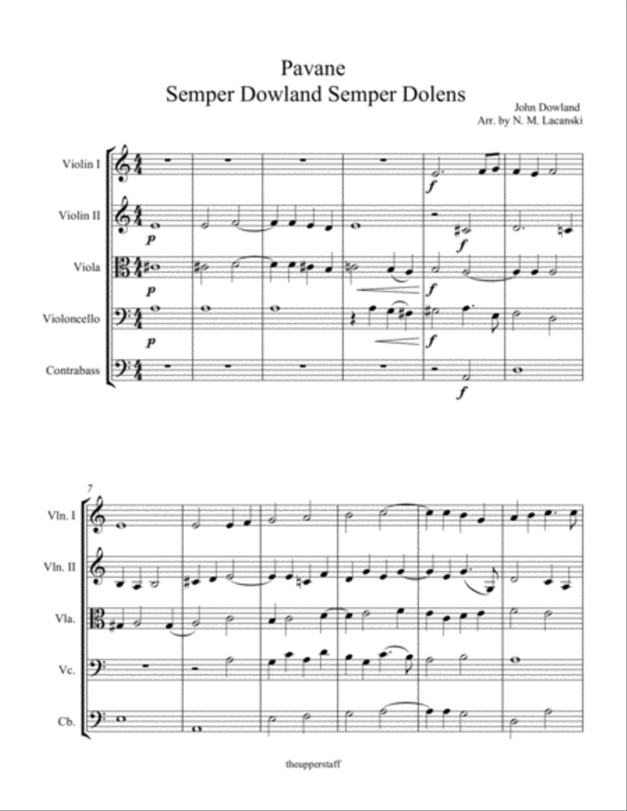 Pavane Semper Dowland Semper Dolens String Orchestra scores gallery preview page 2