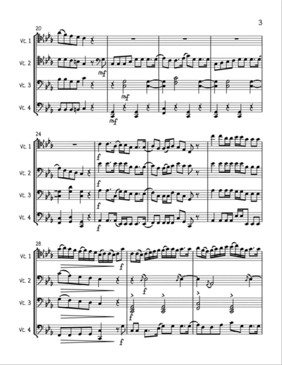 The Wellerman Sea Shanty - Cello Quartet String Quartet scores gallery preview page 3